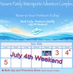 4th of July calendar, sunset, water, beautiful blue sky.