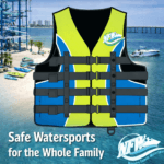 Picture of Navarre Family Watersports Branded Life Jacket overlayed onto complex.